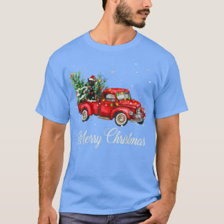 T-shirt Père Noël Black Chat équitation Camion Rouge Camio