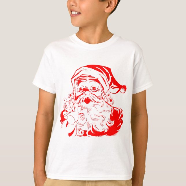 T-shirt Père Noël blanc et rouge Vintage (Devant)