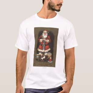 T-shirt Père Noël bourrant le bas avec le casse-noix