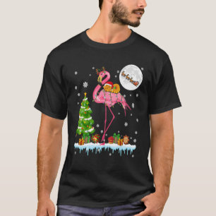 T-shirt Père Noël Cat Ridge Reindeer Flamant rose Arbre de