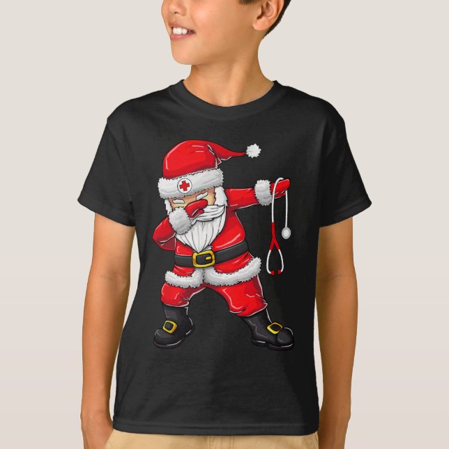 T-shirt Père Noël Chemise Noël Scrub Top Femmes Drôle Infi (Devant)