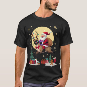 T-shirt Père Noël chevauchant un chat siamois au pied de l