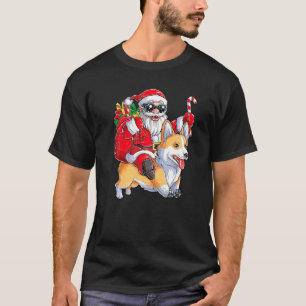 T-shirt Père Noël chevauchant un chien Corgi Noël