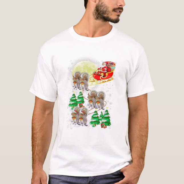 T-shirt Père Noël chevauchant un écureuil (Devant)