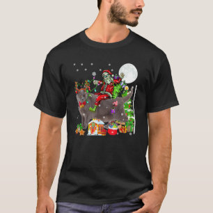 T-shirt Père Noël chevauchant un renne Chat Chartreux Arbr