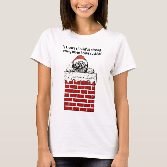 T-shirt Père Noël Coincée Dans Une Chemise De Chimney (Devant)