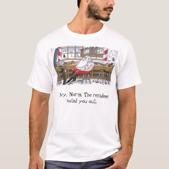 T-shirt Père Noël congédie un elfe (Devant)