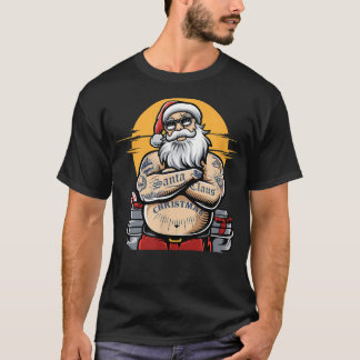 T-shirt Père Noël cool avec tatouages Drôle Noël Sant