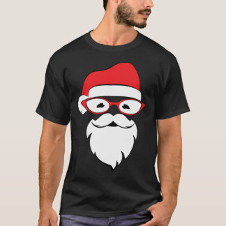 T-shirt Père Noël cool En Lunettes Vintages Rouges