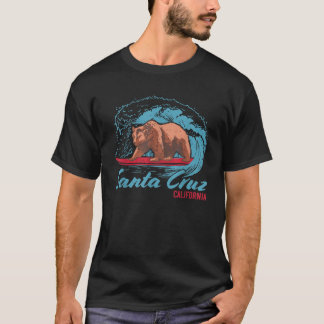 T-shirt Père Noël Cruz California Retro Surfing Vintage