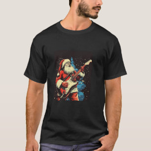 T-shirt Père Noël d'apparence cool avec costume de guitare