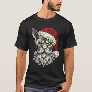 T-shirt Père Noël Devon Rex Chat Noël Fêtes Vintage