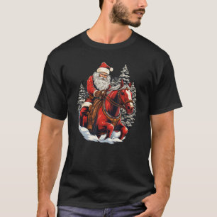 T-shirt Père Noël drôle à cheval pour des mers festives dr