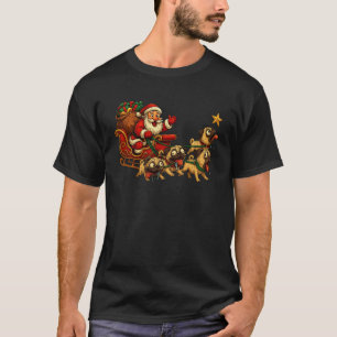 T-shirt Père Noël drôle en traîneau avec des Pug Chien Mèm