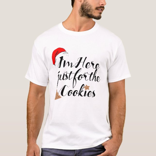 T-shirt Père Noël Drôle Ici Juste Pour Cookies Design T-sh (Devant)