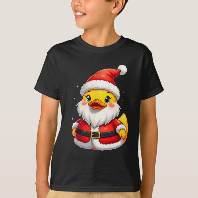 T-shirt Père Noël en caoutchouc canard mignonne Noël vacan (Devant)