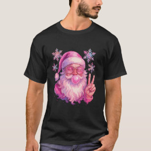 T-shirt Père Noël en chemise rose qui souffle des bulles d