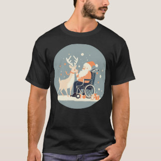 T-shirt Père Noël En Fauteuil Roulant Patte Reindeer