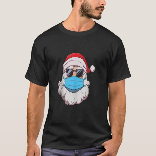 T-shirt père Noël En Masque Visage Chemise Mens Drôle Joye (Devant)
