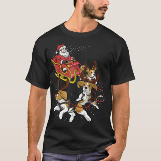 T-shirt Père Noël équitation Beagle Chien Reindeer Joyeux