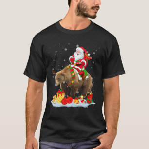 T-shirt Père Noël équitation Bear Reindeer Noël Père Noël 