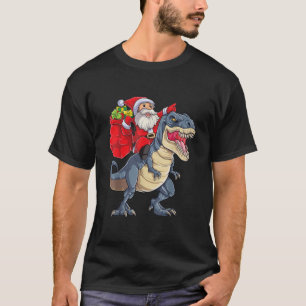T-shirt Père Noël équitation Dinosaur T rex Cadeaux de Noë