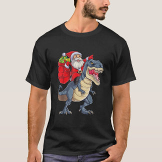 T-shirt Père Noël équitation Dinosaur T rex Cadeaux de Noë