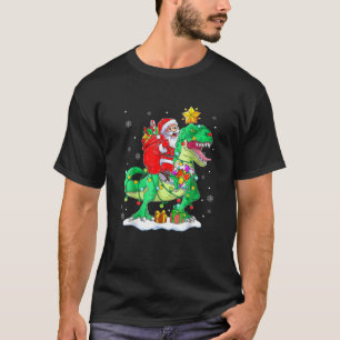 T-shirt Père Noël équitation Dinosaur T Rex Christmas Boys
