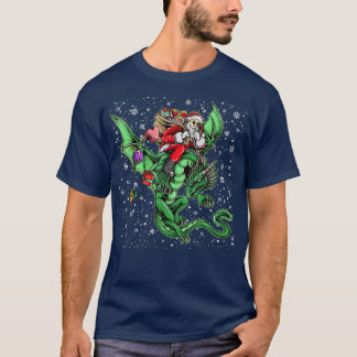 T-shirt Père Noël équitation Dragon Noël Hommes Femmes gar