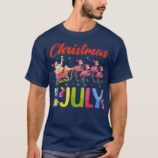T-shirt Père Noël équitation Flamant rose Noël En Juillet 