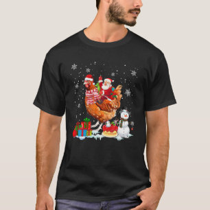 T-shirt père Noël équitation poulet Noël Pyjama famille ne
