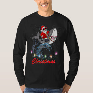 T-shirt Père Noël équitation requin Noël Garçons Enfants N