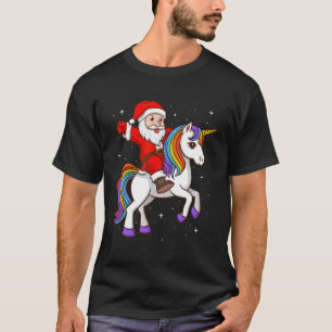 T-shirt Père Noël équitation Unicorn Mystical Animal Xmas 