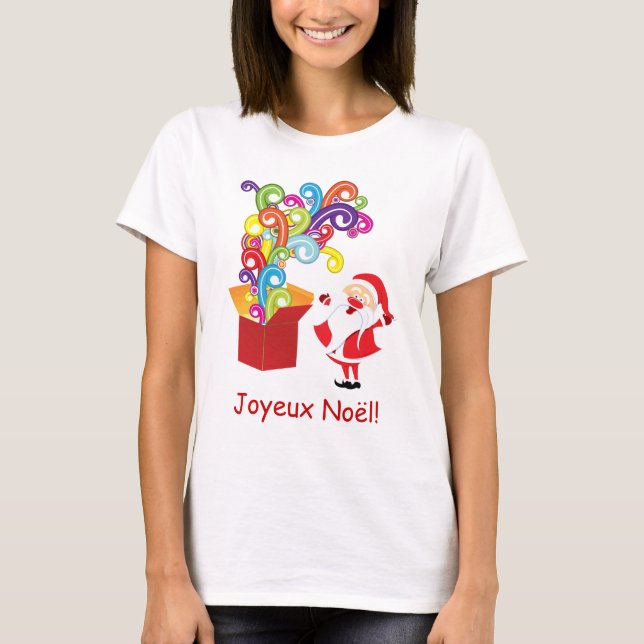 T-shirt Père Noël et boîte de cadeaux (Devant)