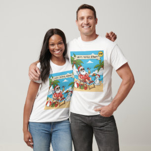 T-shirt Père Noël et Snowman à la plage