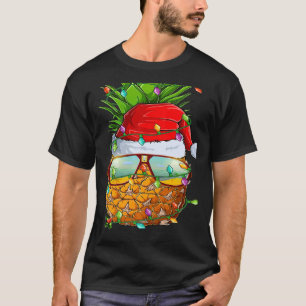 T-shirt Père Noël Fat Ananas lunettes Xmas Lights Ananas