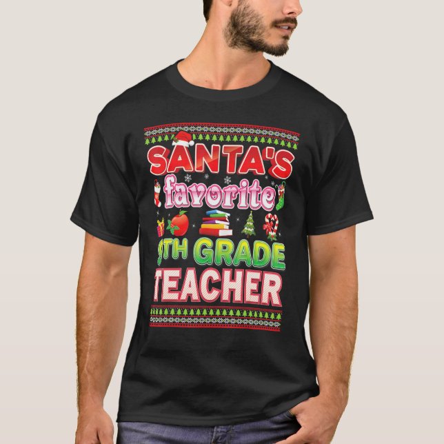 T-shirt Père Noël Favori 9e année Enseignant Sueur de Noël (Devant)