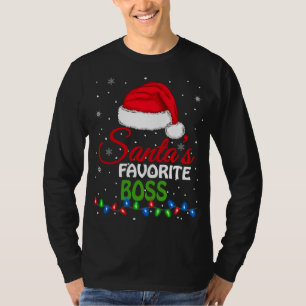 T-shirt Père Noël Favori Boss Santa Hat Lumières Drôle Chr