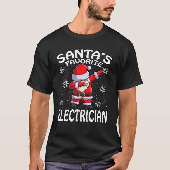 T-shirt père Noël Favori Electricien Noël (Devant)