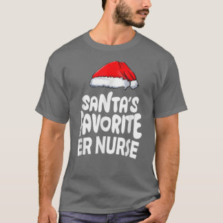 T-shirt Père Noël Favori ER infirmière Santa Hat Noël lumi