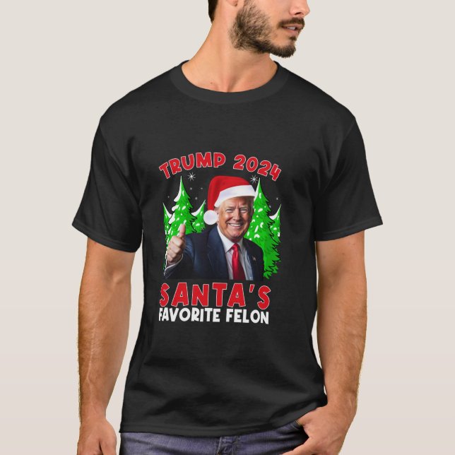T-shirt Père Noël Favori Felon Funny Noël Trump Père Noël (Devant)
