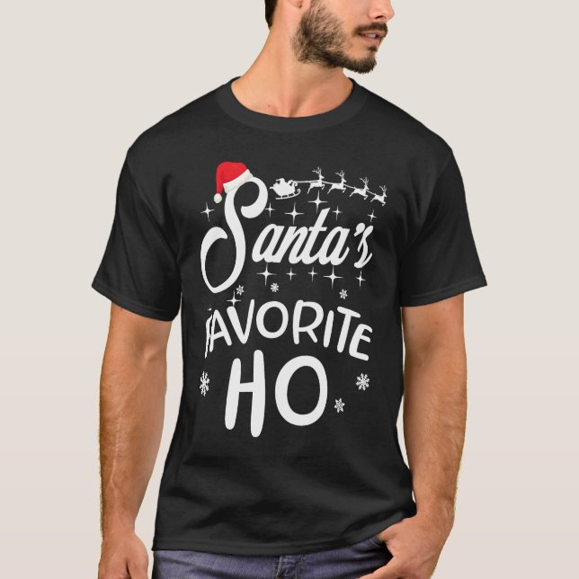 T-shirt Père Noël Favori Ho Funny Noël Costume S (Devant)