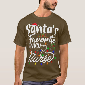T-shirt Père Noël Favori Nurse Xmas Light Santa Hat Joyeux