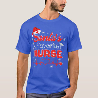 T-shirt Père Noël Favori Nurse Xmas Lumière Santa Chapeau 