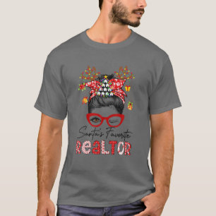 T-shirt Père Noël Favori Realtor Noël Fun Messy Bun R