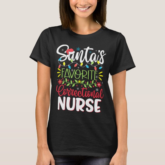 T-shirt Père Noël Favorite infirmière correctionnelle Noël (Devant)