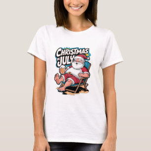 T-shirt Père Noël Festive Profitant De La Pause Bière