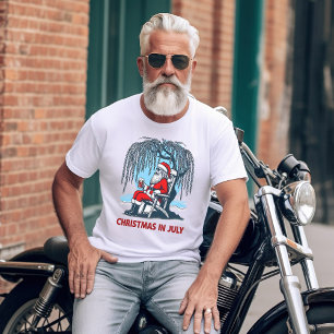 T-shirt Père Noël Festive Profitant Des Cheers D'Été