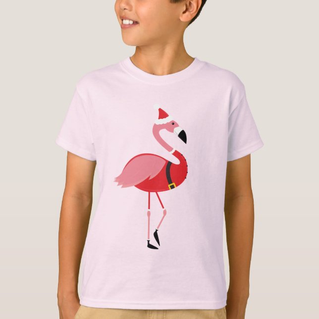 T-shirt Père Noël Flamant rose Fun Christmas (Devant)