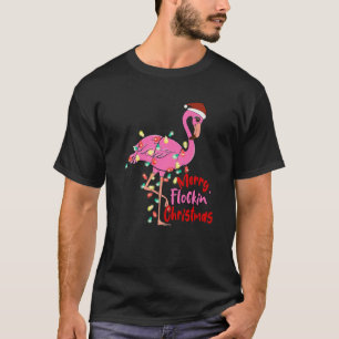 T-shirt Père Noël Flamant rose Merry Flockin Christmas Bir